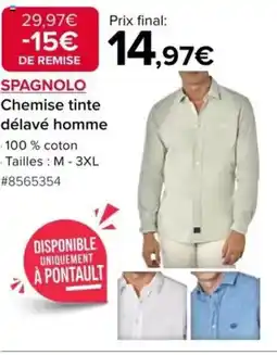 Costco SPAGNOLO Chemise tinte délavé homme offre