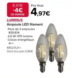 Costco LUMINUS Ampoule LED filament offre