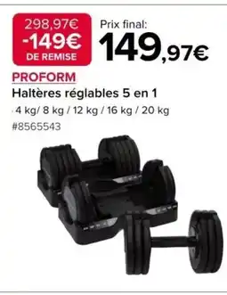 Costco PROFORM Haltères réglables 5 en 1 offre