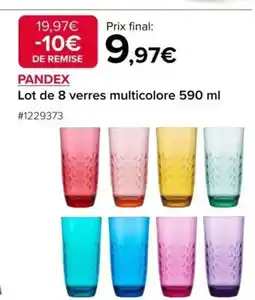 Costco PANDEX Lot de 8 verres multicolore offre