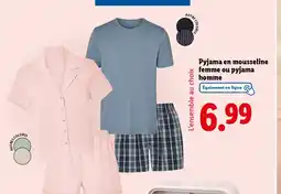 Lidl Pyjama en mousseline femme ou pyjama homme offre