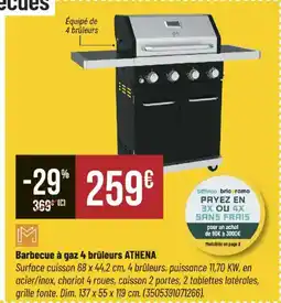 Bricorama ATHENA Barbecue à gaz 4 brûleurs offre
