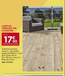Gedimat Lame de terrasse pin sylvestre offre