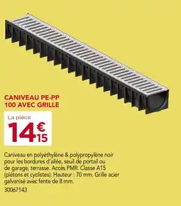 Gedimat Caniveau pe-pp 100 avec grille offre