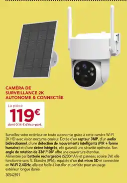 Gedimat Caméra de surveillance 2k autonome & connectée offre