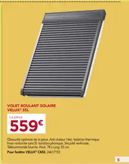 Gedimat Volet roulant solaire velux ssl offre