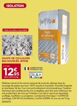 Gedimat Ouate de cellulose bio-sourcée jetfib offre