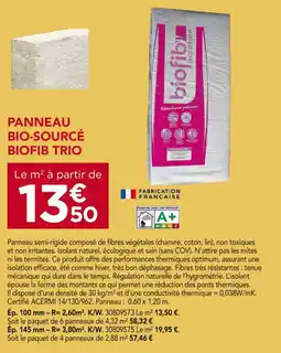 Gedimat Panneau bio-sourcé biofib trio offre