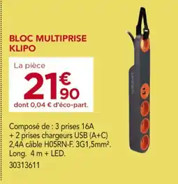 Gedimat Bloc multiprise klipo offre