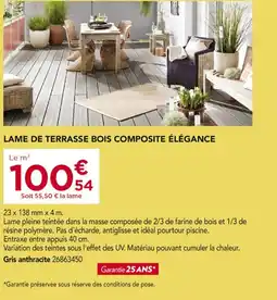 Gedimat Lame de terrasse bois composite élégance offre