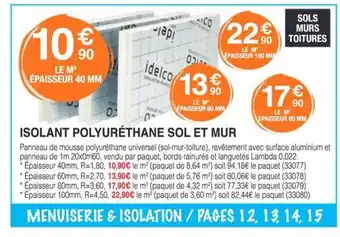 Chretien Matériaux Isolant polyurethane sol et mur offre