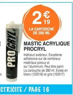 Chretien Matériaux PROCRYL Mastic acrylique offre