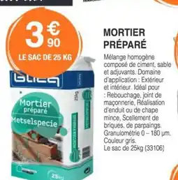 Chretien Matériaux Mortier préparé offre