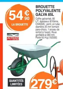 Chretien Matériaux Brouette polyvalente galva offre