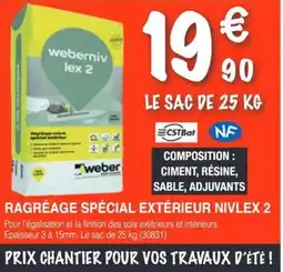 Chretien Matériaux Ragréage spécial extérieur nivlex 2 offre