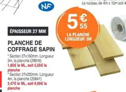 Chretien Matériaux Planche de coffrage sapin offre
