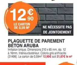 Chretien Matériaux Plaquette de parement béton aruba offre