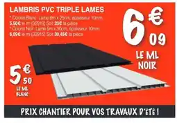 Chretien Matériaux Lambris pvc triple lames offre