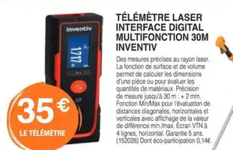 Chretien Matériaux Télémètre laser interface digital multifonction 30m inventiv offre