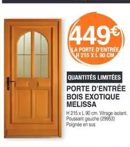 Chretien Matériaux Porte d'entrée bois exotique melissa offre