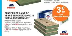 Chretien Matériaux URSA Panneau roulé de laine de verre semi- rigide ursa prk 38 terra revetu kraft offre