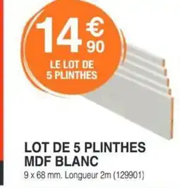 Chretien Matériaux Lot de 5 plinthes mdf blanc offre