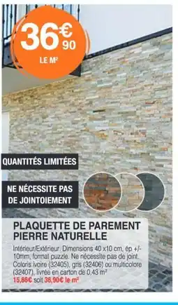Chretien Matériaux Plaquette de parement pierre naturelle offre