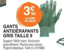 Chretien Matériaux Gants antiderapants gris taille 9 offre