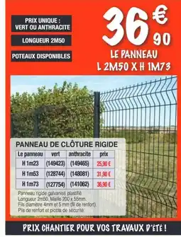 Chretien Matériaux Panneau de clôture rigide offre