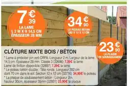Chretien Matériaux Clôture mixte bois / béton offre