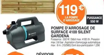 Chretien Matériaux GARDENA Pompe d'arrosage de surface 4100 silent offre