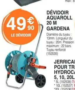 Chretien Matériaux GARDENA Dévidoir aquaroll 20 m offre