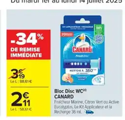 Cora x Carrefour CANARD Bloc Disc WC offre