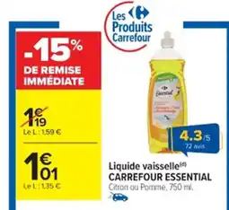 Cora x Carrefour CARREFOUR ESSENTIAL Liquide vaisselle offre