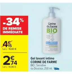 Cora x Carrefour CORINE DE FARME Gel lavant intime offre
