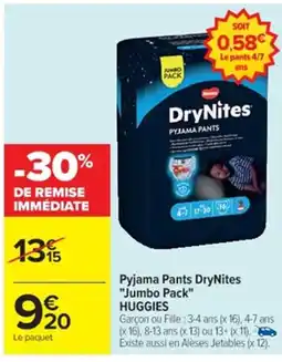 Cora x Carrefour HUGGIES Pyjama Pants DryNites Jumbo Pack offre