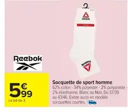 Cora x Carrefour Socquette de sport homme offre