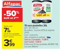 Cora x Carrefour ALFAPAC 15 sacs poubelle offre
