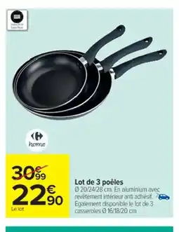 Cora x Carrefour Lot de 3 poêles offre