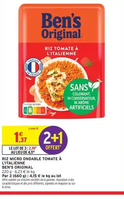 Intermarché Express BEN'S ORIGINAL Riz micro ondable tomate à l'italienne offre