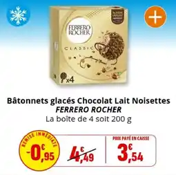 Coccinelle Supermarché FERRERO ROCHER Bâtonnets glacés Chocolat Lait Noisettes offre