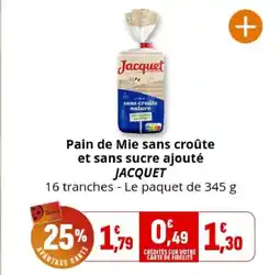 Coccinelle Supermarché JACQUET Pain de Mie sans croûte et sans sucre ajouté offre