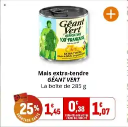 Coccinelle Supermarché GÉANT VERT Mais extra-tendre offre