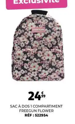 Auchan SAC À DOS 1 COMPARTIMENT FREEGUN FLOWER offre