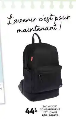 Auchan SAC À DOS 1 COMPARTIMENT L'ÉTUDIANT offre