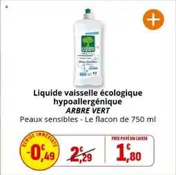 Coccinelle Supermarché ARBRE VERT Liquide vaisselle écologique hypoallergénique offre