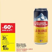 Carrefour Market MONT BLANC Bière blonde offre