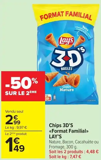 Carrefour Market LAY'S Chips 3D'S <<Format Familial>> offre