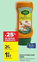 Carrefour Market ZAKIA Sauces froides halal offre