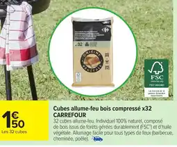 Carrefour Market Cubes allume-feu bois compressé x32 carrefour offre